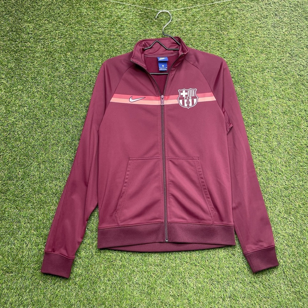 FC Barcelona Jacket Mens Small Red Nike Sportswear Full Zip FCB Soccer Futbol